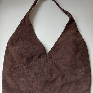 Wilsons Leather Suede Halter Top, in chocolate brown - Size L
